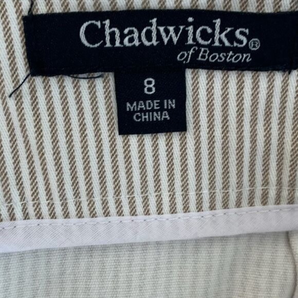 Chadwicks of Boston Pinstripe Pencil Skirt Women’s 8 Beige Cotton Blend - Picture 3 of 11